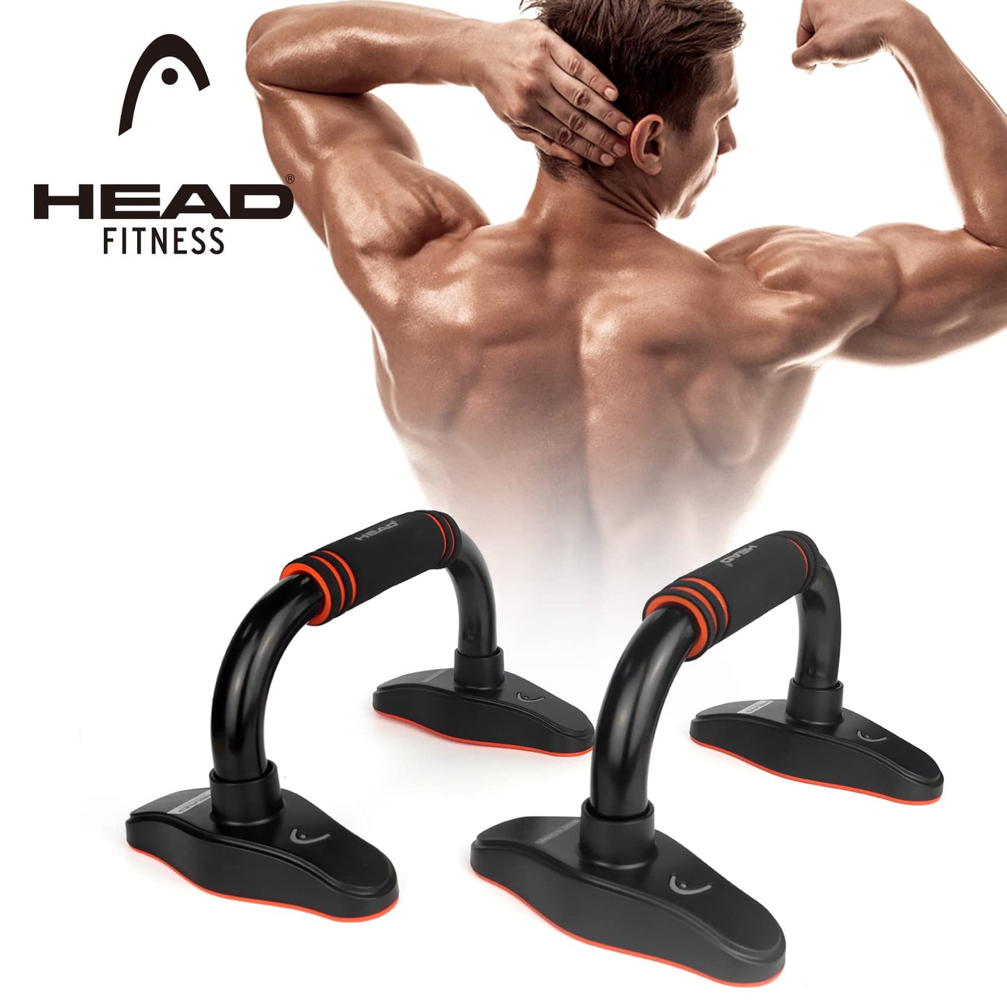 HEAD Push Up Bar Stand - Gym  Home Exercise  Black  Muscle Building  Performance Enhancement