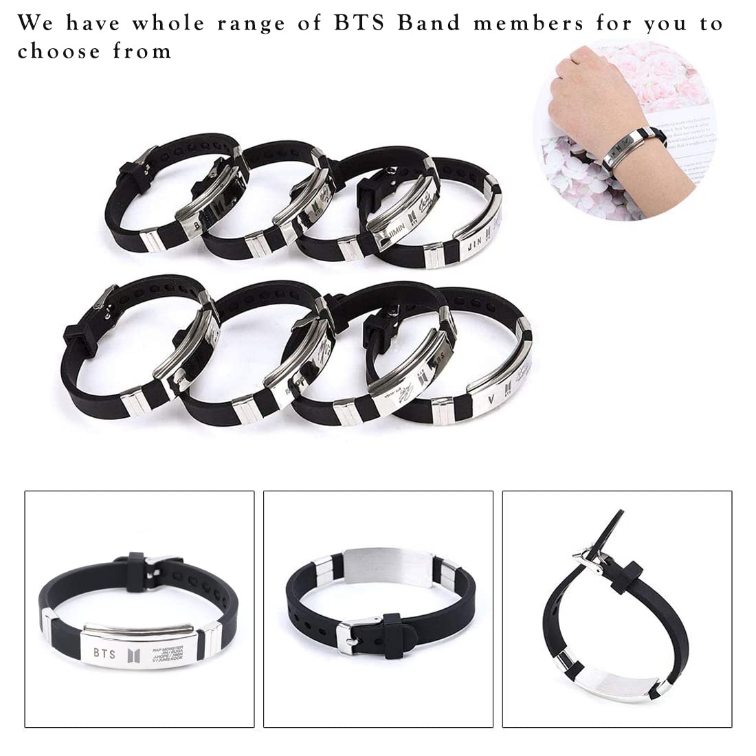Yellow Chimes Bracelets for Girls and Boys BTS Bracelet for Girls  Boys Silver Toned BTS Band Exquisite Signature Jung Kook Bracelets  Stainless Steel Silicon Wristband Bracelet
