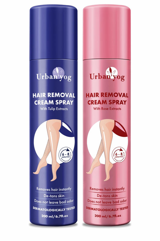 Urban Yog Hair Removal Cream Spray for Women 200 ML  2 Units  Combo Flavor - Tulip and Rose  Painless Body Hair Removal Cream