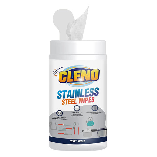 Cleno Stainless Steel Wet Wipes Quickly Cleans Shines  Protects Cookers Stove Sink Range-Hood  Trash Cans Refrigerator Microwave Dishwashers  Grills Surfaces Fresh - 50 Wipes Ready to Use