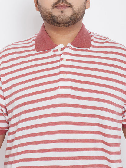 Men Plus Size Lisbon Striped Polo Tshirt