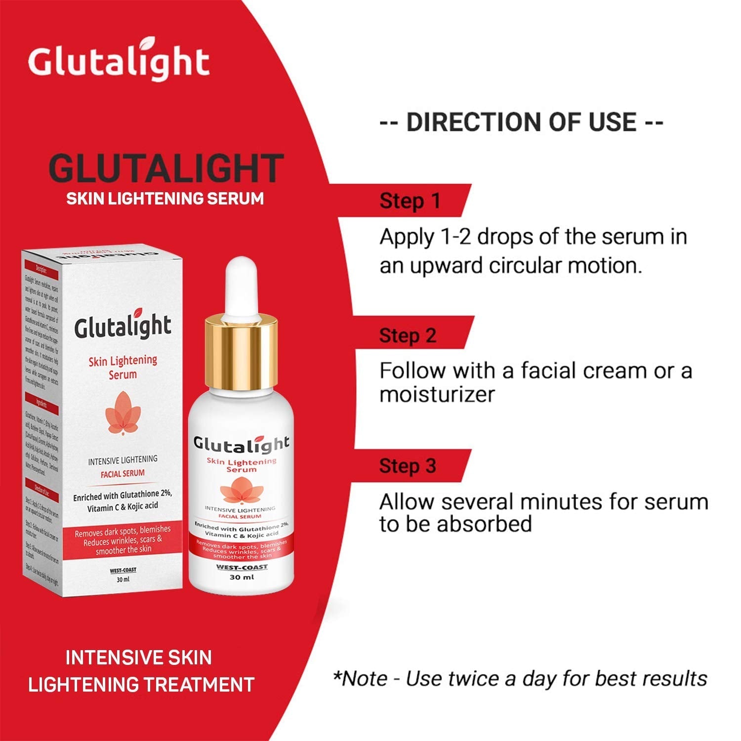 Glutalight Skin Lightening Serum with 2 Glutathione 1 Arbutin 3