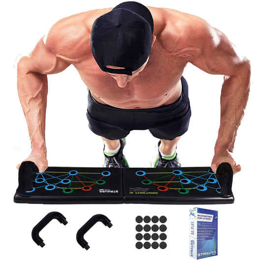 Strauss Multifunctional Portable Push Up Board 16 in 1 Body Building Exercise Tools  Durable  Foldable  Push Up Board for Men-Women