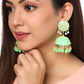 Yellow Chimes Earrings for Women Gold Toned Pearl Drop Green Meenakari Jhumka Earrings for Women and Girls