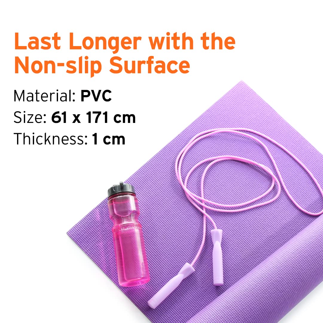 HEAD Anti-Skid PVC Yoga Mat - Women  Men  Home Gym  Outdoor Workout  Water-Resistant  Easy to Fold Purple 6mm