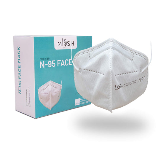 Mush Unisex N95 Earloop Soft Reusable 6 Layered CE ISO FDA Certified and NABL SITRA Lab Tested Face Mask White Pack of 10.