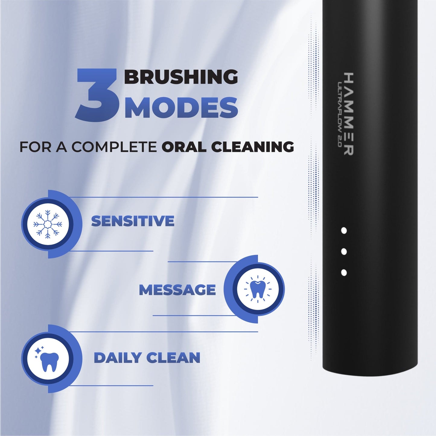 Hammer Ultra Flow 2.0 Premium Electric Toothbrush with 2 Replaceable Brush Heads