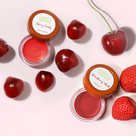 Cherry Candy Tinted Lip Balm 5ml  Pure Sense Strawberry Slush Lip Balm 5m  Pack of 2  From the makers of Parachute Advansed  10ml Bundle