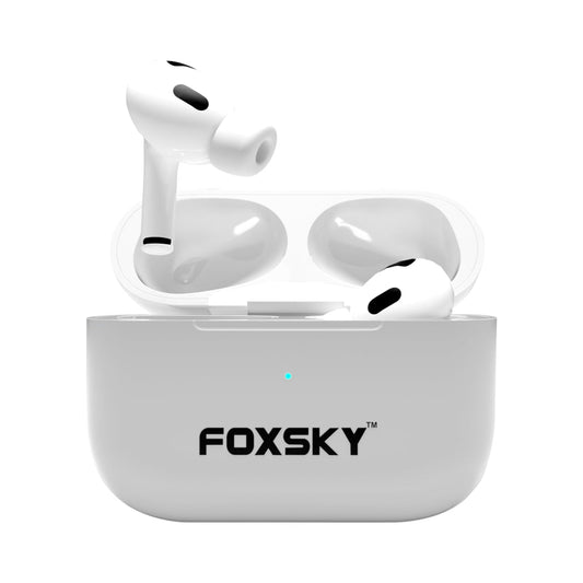 Foxsky FS AirPods Pro Active Noise Cancelling with 48 Hour Playtime Super-Fast Charging Case Bluetooth Headset Earbuds for iOS  Android White True Wireless