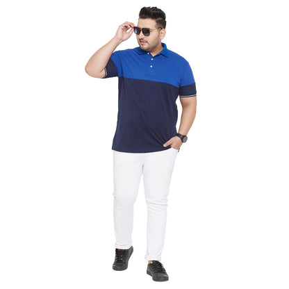 Men Plus Size Mold Colorblock Polo Tshirt