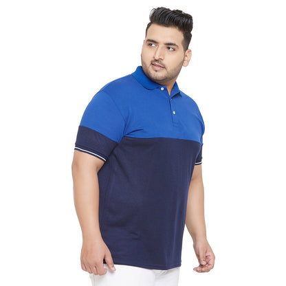 Men Plus Size Mold Colorblock Polo Tshirt