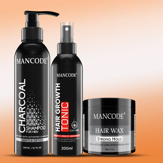 Hair Styling Kit Hair Growth Tonic Charcoal Shampoo and Hair Wax Strong Hold