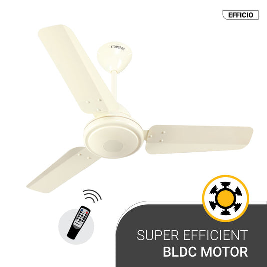 Atomberg Efficio 900 mm BLDC Motor with Remote 3 Blade Ceiling Fan Ivory Pack of 1